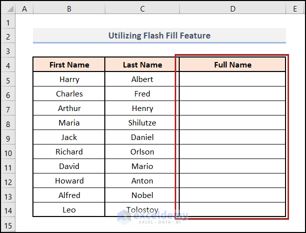 Utilizing Flash Fill Feature