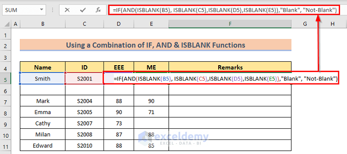 Using combination of IF, AND & ISBLANK Functions to Skip Cells in Excel Formula
