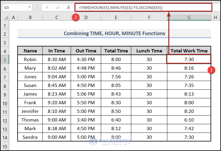 Combining TIME, HOUR, and MINUTE Functions
