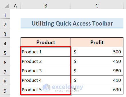 Suitable Ways to Undo and Redo in Excel