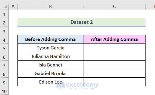 how to use comma in excel formula