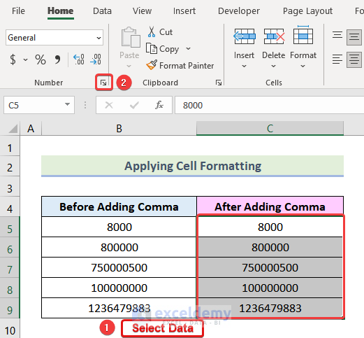 how to use comma in excel formula Utilizing Cell Formatting