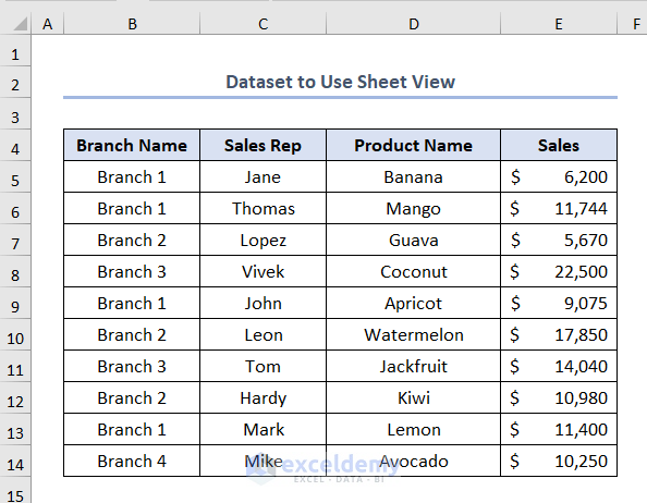 how to use sheet view in Excel