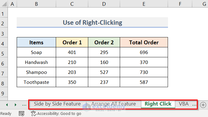 View List of All Sheets in Excel by Right-Clicking