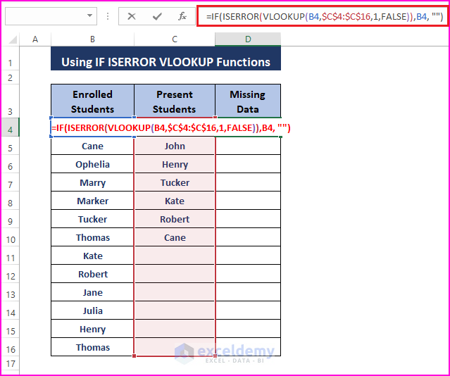 if iserror and vlookup function-How to Cross Reference in Excel to Find Missing Data