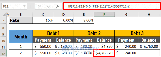 multiple credit card payoff calculator spreadsheet excel