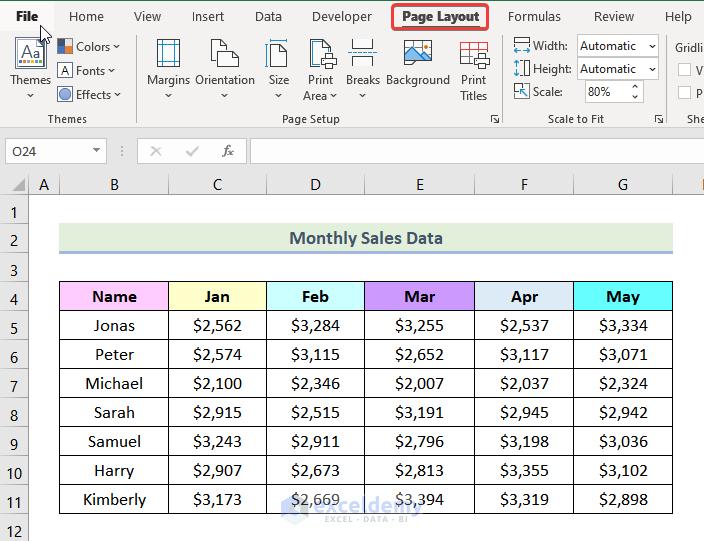 print preview not available in excel Modifying Page Setup Option