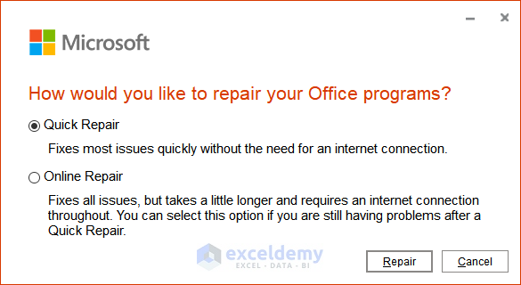 print preview not available in excel Repairing Office Installation