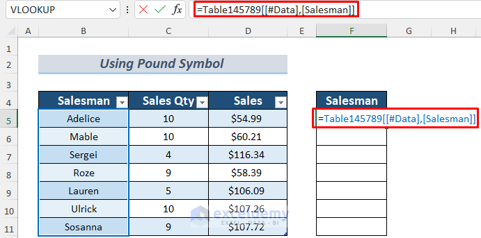 reference a dynamic component of a structured reference in excel