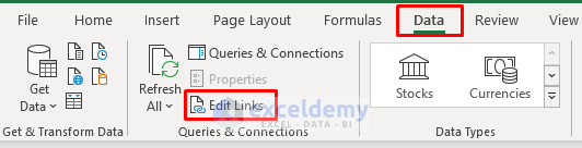 Remove Broken Links Through Edit Links Command in Excel
