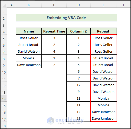 How to Repeat Rows in Excel Based on Cell Value