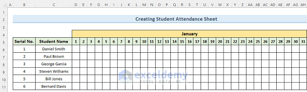 How To Create Student Attendance Sheet In Excel With Formula