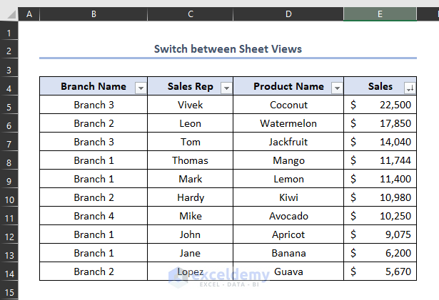 turn off sheet view in excel, switch sheet view
