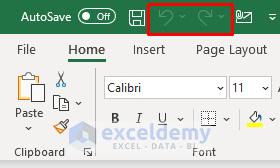 undo and redo in excel not working