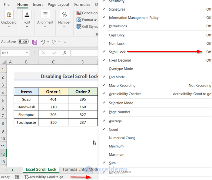 up and down arrows not working in excel