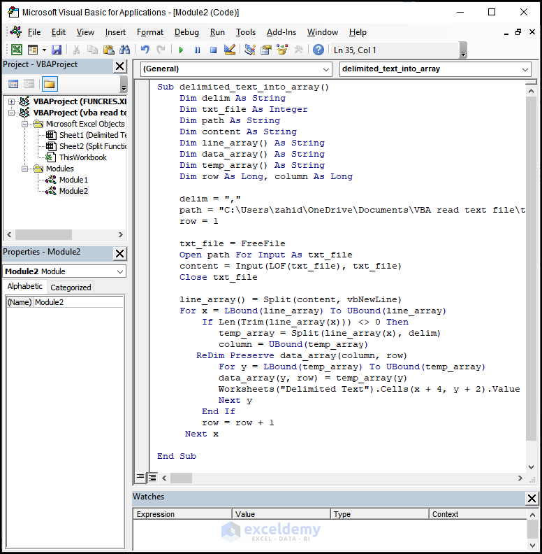 VBA Read Text File into Array (2 Suitable Methods) - ExcelDemy