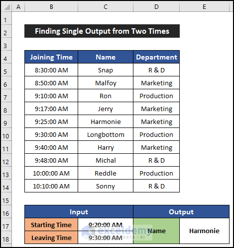Find Single Output from Two Times to do VLOOKUP with Time Range