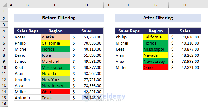 Filter by multiple colors in Excel