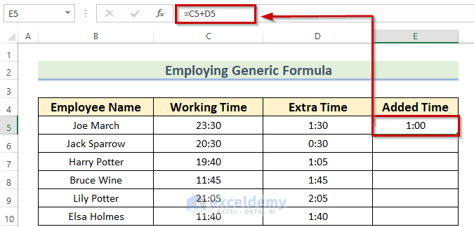 Employing Generic Formula for Adding Hours and Minutes in Excel