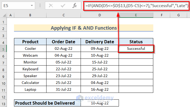 Use of IF & AND Functions to Know whether a Date is Within 7 Days of Another Date