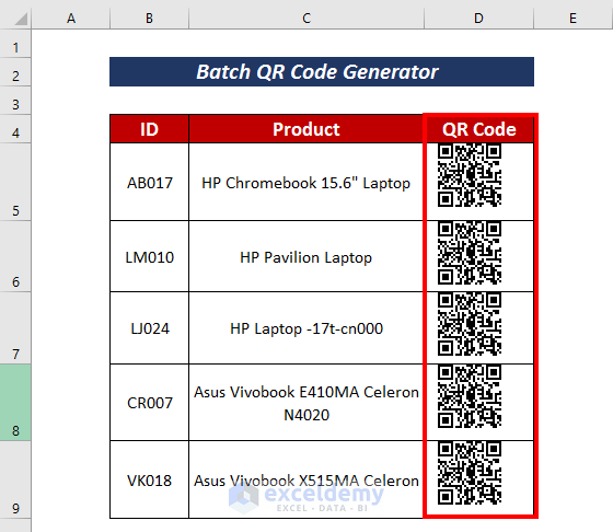 Batch QR Code Generator from Excel