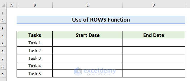 Use of ROWS Function for Weekly Dates Formula in Excel