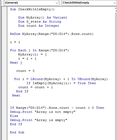 VBA ISEMPTY Function to Check If Array Is Empty