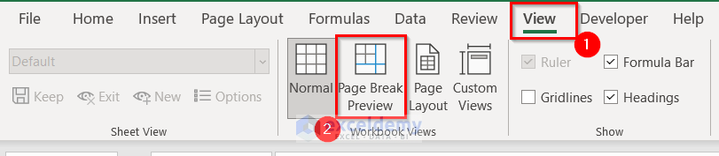 Employing Page Break Preview Option as Solution for not Cutting off Columns When Printing