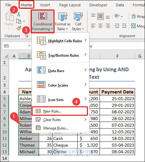 applying conditional formatting with new rule
