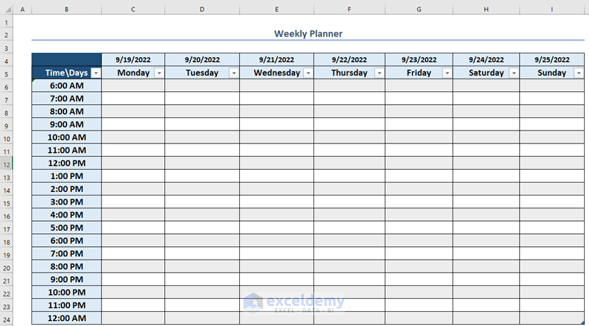 How to Create a Weekly Planner in Excel