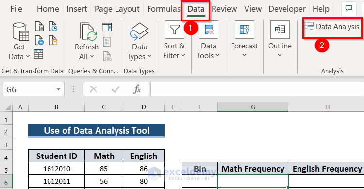 Employing Data Analysis ToolPak to Make a Histogram with Two Sets of Data