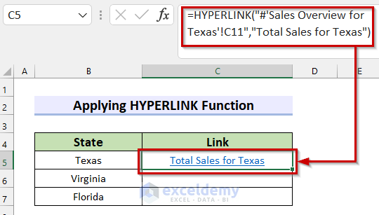 Using HYPERLINK Function to Link Data Across Multiple Sheets in Excel