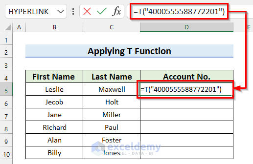 Applying T Function to Stop Excel from Changing Last Number to 0