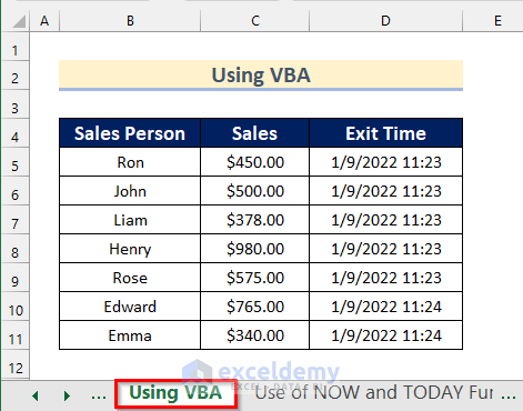 Using VBA to Add Time in Excel Automatically