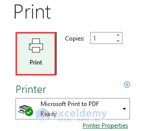 Clicking on print button