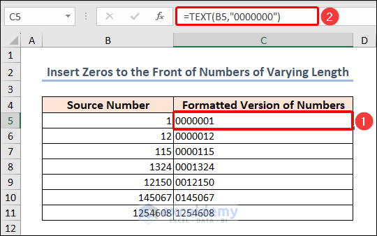 numbers formatted as text with leading zeros