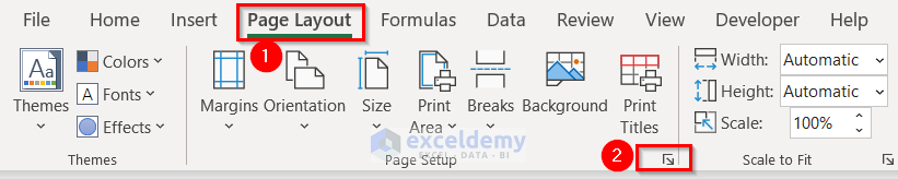 Using Page Setup Menu for not Cutting off Columns When Printing