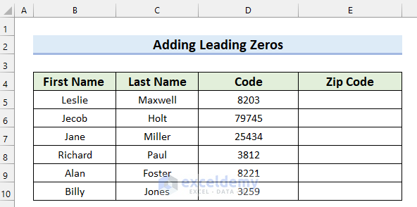 How to Add Leading Zeros in Excel