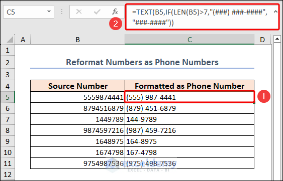 formatted as phone numbers with or without area code