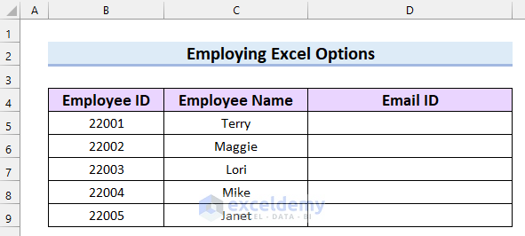 Employing Excel Options to Stop Automatic Email Link
