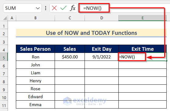 Use of NOW Function to Add Time in Excel