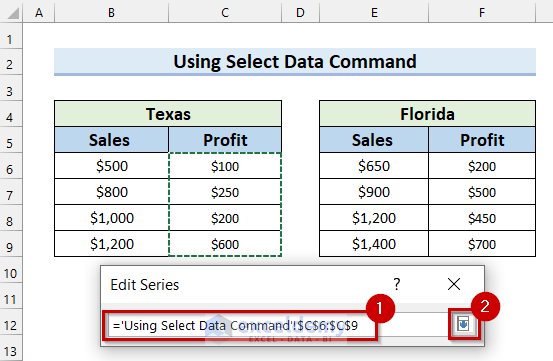 Adding Series Y Values to Select Data in Excel for Graph