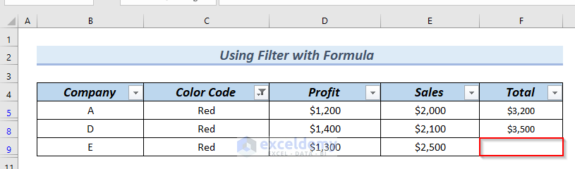 Applying Filter feature along with Formula to Excel Sum Visible Cells with Criteria