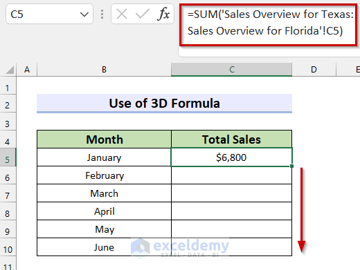 Dragging Fill Handle to Copy Formula to Link Data Across Multiple Sheets in Excel