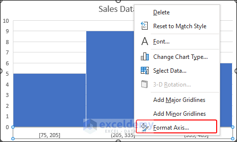 selecting Format Axis option