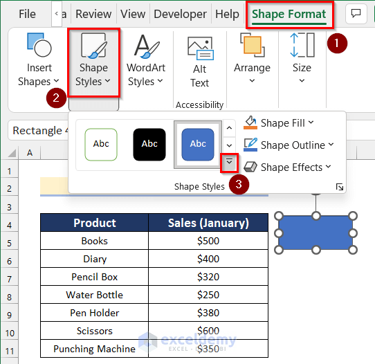 Formatting Shape to Create Button to Link to Another Sheet in Excel