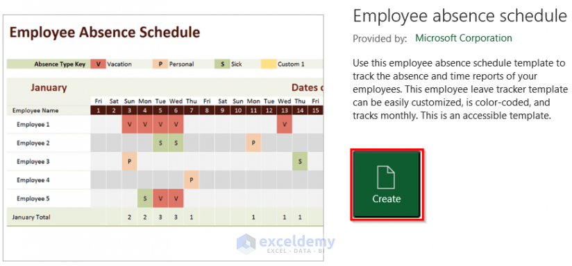 Inserting Excel Template to Create Monthly Schedule in Excel
