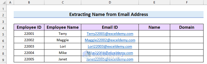 How to Extract Name from Email Address in Excel