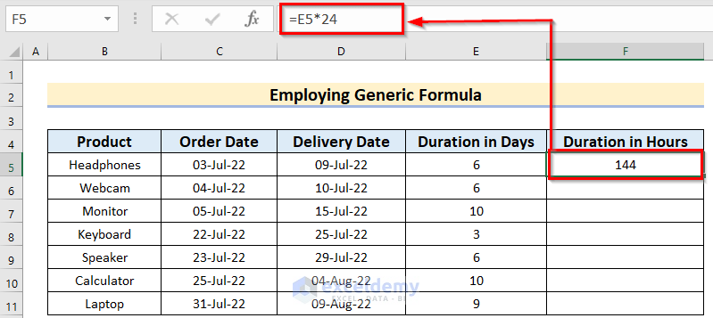 Applying Generic Formula to Convert Days to Hours in Excel