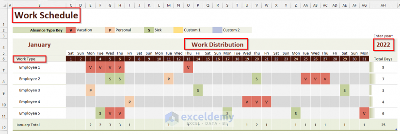 Changing Titles to Create Monthly Schedule in Excel Using Excel Templates
